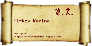 Mirkov Karina névjegykártya